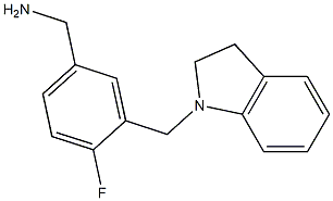 [3-(2,3-dihydro-1H-indol-1-ylmethyl)-4-fluorophenyl]methanamine Struktur