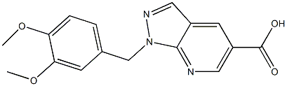 1-(3,4-dimethoxybenzyl)-1H-pyrazolo[3,4-b]pyridine-5-carboxylic acid Struktur