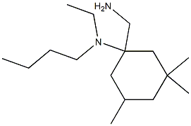 1-(aminomethyl)-N-butyl-N-ethyl-3,3,5-trimethylcyclohexan-1-amine Struktur