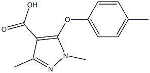 1,3-dimethyl-5-(4-methylphenoxy)-1H-pyrazole-4-carboxylic acid Struktur