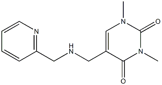 1,3-dimethyl-5-{[(pyridin-2-ylmethyl)amino]methyl}-1,2,3,4-tetrahydropyrimidine-2,4-dione Struktur