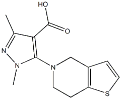 1,3-dimethyl-5-{4H,5H,6H,7H-thieno[3,2-c]pyridin-5-yl}-1H-pyrazole-4-carboxylic acid Struktur