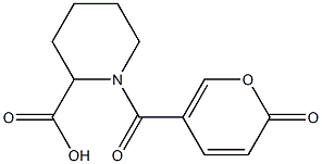 1-[(2-oxo-2H-pyran-5-yl)carbonyl]piperidine-2-carboxylic acid Struktur