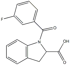 1-[(3-fluorophenyl)carbonyl]-2,3-dihydro-1H-indole-2-carboxylic acid Struktur