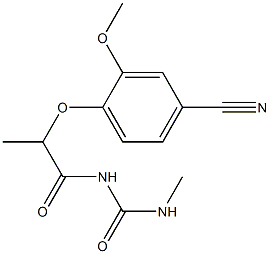 1-[2-(4-cyano-2-methoxyphenoxy)propanoyl]-3-methylurea Struktur