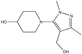 1-[4-(hydroxymethyl)-1,3-dimethyl-1H-pyrazol-5-yl]piperidin-4-ol Struktur