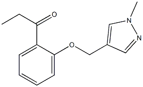 1-{2-[(1-methyl-1H-pyrazol-4-yl)methoxy]phenyl}propan-1-one Struktur