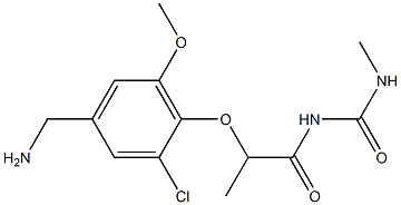 1-{2-[4-(aminomethyl)-2-chloro-6-methoxyphenoxy]propanoyl}-3-methylurea Struktur