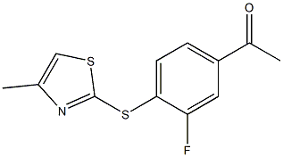 1-{3-fluoro-4-[(4-methyl-1,3-thiazol-2-yl)sulfanyl]phenyl}ethan-1-one Struktur