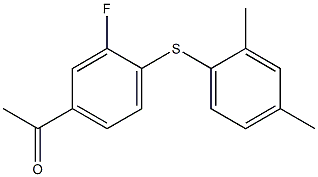 1-{4-[(2,4-dimethylphenyl)sulfanyl]-3-fluorophenyl}ethan-1-one Struktur