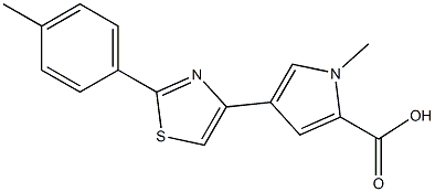 1-methyl-4-[2-(4-methylphenyl)-1,3-thiazol-4-yl]-1H-pyrrole-2-carboxylic acid Struktur