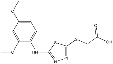 2-({5-[(2,4-dimethoxyphenyl)amino]-1,3,4-thiadiazol-2-yl}sulfanyl)acetic acid Struktur