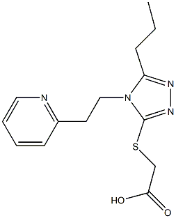 2-({5-propyl-4-[2-(pyridin-2-yl)ethyl]-4H-1,2,4-triazol-3-yl}sulfanyl)acetic acid Struktur