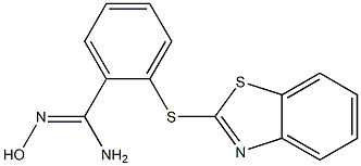 2-(1,3-benzothiazol-2-ylsulfanyl)-N'-hydroxybenzene-1-carboximidamide Struktur