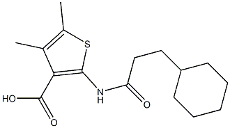 2-(3-cyclohexylpropanamido)-4,5-dimethylthiophene-3-carboxylic acid Struktur