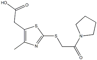 2-(4-methyl-2-{[2-oxo-2-(pyrrolidin-1-yl)ethyl]sulfanyl}-1,3-thiazol-5-yl)acetic acid Struktur