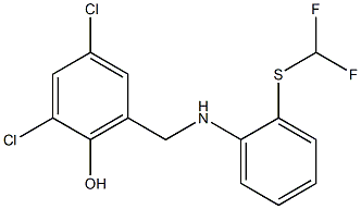 2,4-dichloro-6-[({2-[(difluoromethyl)sulfanyl]phenyl}amino)methyl]phenol Struktur