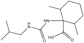 2,6-dimethyl-1-{[(2-methylpropyl)carbamoyl]amino}cyclohexane-1-carboxylic acid Struktur