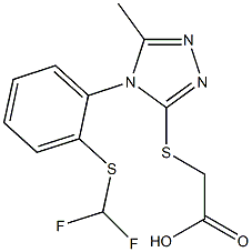 2-[(4-{2-[(difluoromethyl)sulfanyl]phenyl}-5-methyl-4H-1,2,4-triazol-3-yl)sulfanyl]acetic acid Struktur