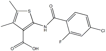 2-[(4-chloro-2-fluorobenzene)amido]-4,5-dimethylthiophene-3-carboxylic acid Struktur