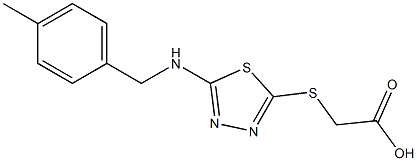 2-[(5-{[(4-methylphenyl)methyl]amino}-1,3,4-thiadiazol-2-yl)sulfanyl]acetic acid Struktur