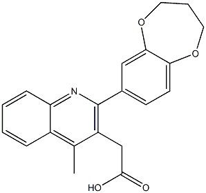 2-[2-(3,4-dihydro-2H-1,5-benzodioxepin-7-yl)-4-methylquinolin-3-yl]acetic acid Struktur