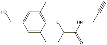 2-[4-(hydroxymethyl)-2,6-dimethylphenoxy]-N-(prop-2-yn-1-yl)propanamide Struktur