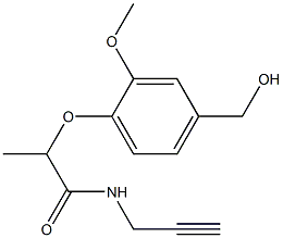 2-[4-(hydroxymethyl)-2-methoxyphenoxy]-N-(prop-2-yn-1-yl)propanamide Struktur