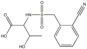 2-{[(2-cyanophenyl)methane]sulfonamido}-3-hydroxybutanoic acid Struktur