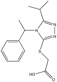 2-{[4-(1-phenylethyl)-5-(propan-2-yl)-4H-1,2,4-triazol-3-yl]sulfanyl}acetic acid Struktur