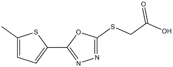 2-{[5-(5-methylthiophen-2-yl)-1,3,4-oxadiazol-2-yl]sulfanyl}acetic acid Struktur