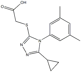 2-{[5-cyclopropyl-4-(3,5-dimethylphenyl)-4H-1,2,4-triazol-3-yl]sulfanyl}acetic acid Struktur