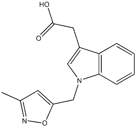 2-{1-[(3-methyl-1,2-oxazol-5-yl)methyl]-1H-indol-3-yl}acetic acid Struktur