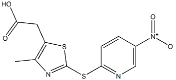 2-{4-methyl-2-[(5-nitropyridin-2-yl)sulfanyl]-1,3-thiazol-5-yl}acetic acid Struktur