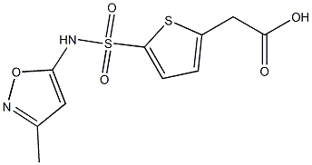 2-{5-[(3-methyl-1,2-oxazol-5-yl)sulfamoyl]thiophen-2-yl}acetic acid Struktur