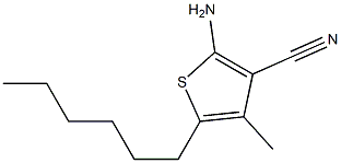 2-amino-5-hexyl-4-methylthiophene-3-carbonitrile Struktur