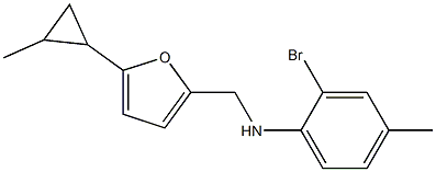 2-bromo-4-methyl-N-{[5-(2-methylcyclopropyl)furan-2-yl]methyl}aniline Struktur