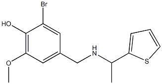 2-bromo-6-methoxy-4-({[1-(thiophen-2-yl)ethyl]amino}methyl)phenol Struktur