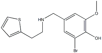 2-bromo-6-methoxy-4-({[2-(thiophen-2-yl)ethyl]amino}methyl)phenol Struktur