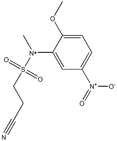 2-cyano-N-(2-methoxy-5-nitrophenyl)-N-methylethane-1-sulfonamido Struktur