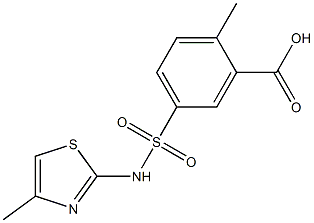 2-methyl-5-[(4-methyl-1,3-thiazol-2-yl)sulfamoyl]benzoic acid Struktur