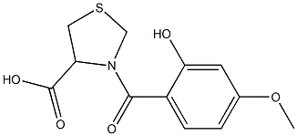 3-(2-hydroxy-4-methoxybenzoyl)-1,3-thiazolidine-4-carboxylic acid Struktur