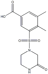 3,4-dimethyl-5-[(3-oxopiperazine-1-)sulfonyl]benzoic acid Struktur