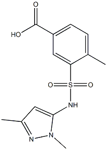 3-[(1,3-dimethyl-1H-pyrazol-5-yl)sulfamoyl]-4-methylbenzoic acid Struktur