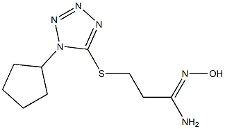 3-[(1-cyclopentyl-1H-1,2,3,4-tetrazol-5-yl)sulfanyl]-N'-hydroxypropanimidamide Struktur