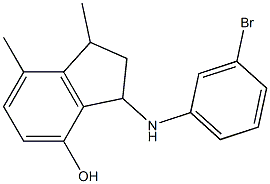 3-[(3-bromophenyl)amino]-1,7-dimethyl-2,3-dihydro-1H-inden-4-ol Struktur