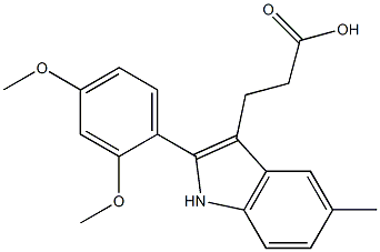 3-[2-(2,4-dimethoxyphenyl)-5-methyl-1H-indol-3-yl]propanoic acid Struktur