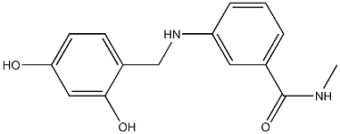 3-{[(2,4-dihydroxyphenyl)methyl]amino}-N-methylbenzamide Struktur