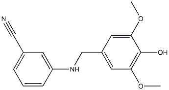 3-{[(4-hydroxy-3,5-dimethoxyphenyl)methyl]amino}benzonitrile Struktur