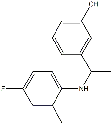 3-{1-[(4-fluoro-2-methylphenyl)amino]ethyl}phenol Struktur